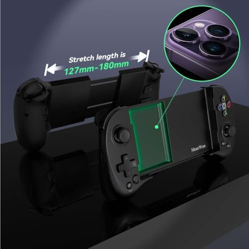 ShanWan Mobile Game Controller for iphone/Android with PHONE CASE Support, Bluetooth Wireless Gamepad - PS Remote Play, Xbox Cloud, Steam Link, GeForce NOW, MFi Arcade Games-Long Battery Life - Image 3