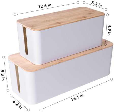 2Pack Cable Management Box,Wooden Style Cord Organizer Cord Hide Box - Image 3