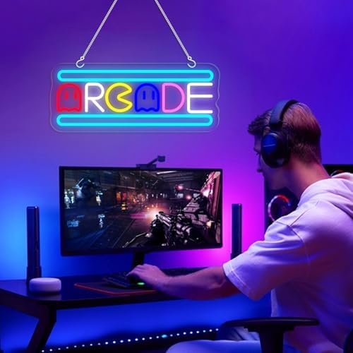 Arcade Neon Light Sign LED USB Powered Dimmable, Retro Ghost Arcade Game Room Neon Lighted Sign for Gaming Room Wall Decor Man Cave for Bedroom Baseroom Decorations Gift - Image 4