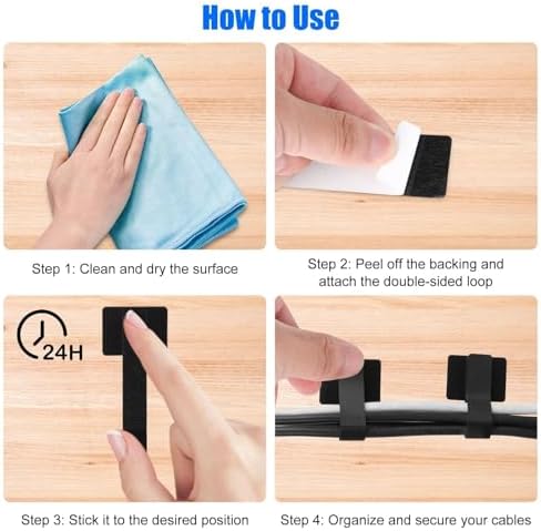 EEEKit Cord Management Under Desk: 40 Pairs Cable Straps - Wire Organizer - Image 6