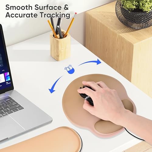 RICHEN 3 PCS Computer Mouse Pads for Desk with Coaster Set, Non-Slip Keyboard Wrist Rest and Mouse Pad Set, Ergonomic Design (Gradient Brown) - Image 5