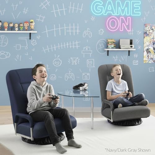 Best Choice Products Swivel Gaming Chair 360 Degree Multipurpose Floor Chair Rocker for TV, Reading, Playing Video Games w/Lumbar Support, Armrest Handles, Adjustable Foldable Backrest - Black/Green - Image 2