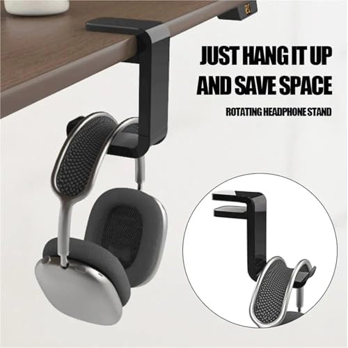 Desk Hook 4/8pcs 360° Rotating Under-Desk Headphone Stand - No-Punch Hanger(White,4pcs) - Image 2