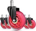 RidRed Gaming Chair Wheels - Heavy-Duty Office Chair Wheels - Replacement Rubber Casters- Universal Fit 3 Inch Chair Casters, Noise Free, Fits 98% Chair, for All Floor (Red) by RidRed