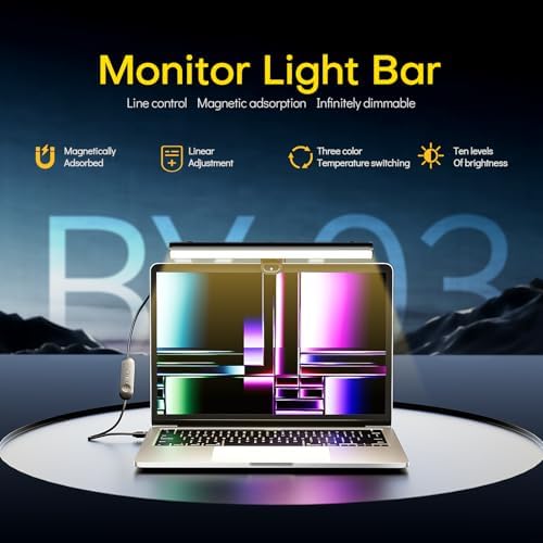 XINBAOHONG Mini Laptop Monitor Light, Computer Monitor Screen Light Care-Reading LED Task Lamp Adjustable Brightness Color Temperature Reading Laptops - Image 2