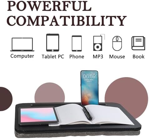 Portable Laptop Desk Fits Up to 16“ Laptops, with Tablet Slot, Built-in Cushion, Great for Home & Office,Lap Desk for Laptop,Lap Desk with Cushion (Black, Medium) - Image 6