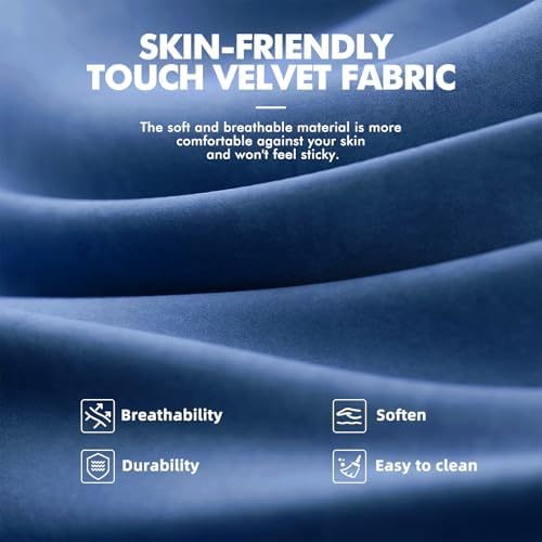 Ferghana Velvet Fabric Gaming Chair - 20.5″ Wider Seat Cushion, Fire Embroidery, Ergonomic High Back Game Chair with Footrest | Computer Chair with Massage Lumbar Support for Adult, Navy - Image 4