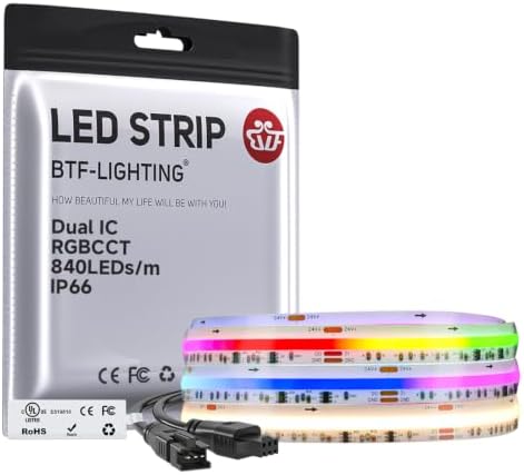 BTF-LIGHTING 9.8FT WS2811 Dual IC Chasing RGBCCT DC24V COB LED Strip IP66 by BTF-LIGHTING