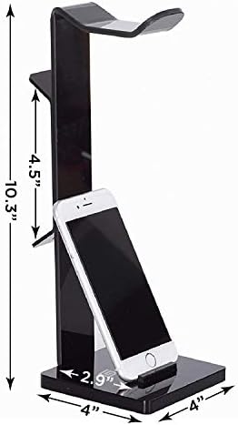 Headphone Stand Gaming Headset Holder For Desk Cable Organizer & Cellphone Stand for All Headphones Size headphone Holder Set Gaming PC Accessories Gaming Station – Black - Image 2