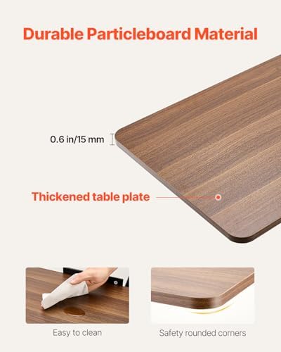 VEVOR Overbed Table, Mobile Hospital Bed Table, Over Bed Table with Wheels Adjustable Height, Rolling Laptop Desk with Tilting Top & Cup Holder, Portable Over Bed Desk for Home, Office, Study, Wood - Image 7