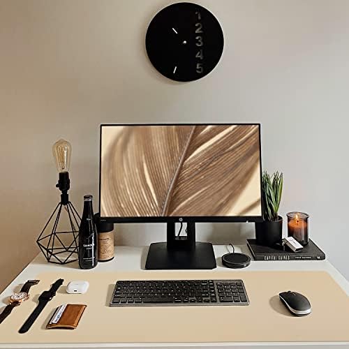 Leather Desk Pad, Mouse Pad, Non-Slip Desk Protector Mat, Leather Desk Blotter, Computer Desk Pad, Waterproof Desk Mat for Office Home Decor - Beige (31.5×15.7 Inches) - Image 2