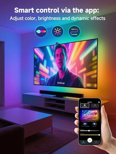 GIPOYENT TV LED Backlight with Camera, 10.5FT RGBIC Screen Sync Lights for 32–50 Inch TVs & PC Monitors, Music Sync LED Strip Lights with App for Gaming, Movies, Bedroom - Image 2