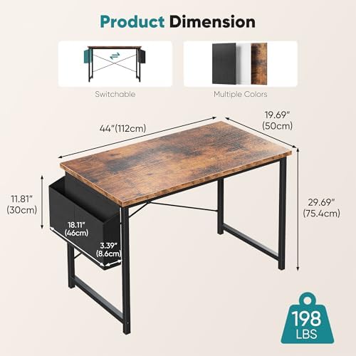 OLIXIS Computer Desk, 44 Inch Gaming Desks for Home Office Small Spaces - Image 3
