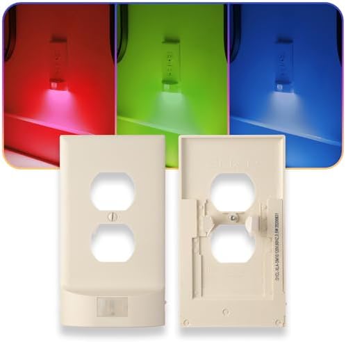 3 Pack - SnapPower Multi-Color GuideLight – Outlet Cover RGB Lights, Customizable Ambient Lighting/Mood Lighting for Home, Kitchen, Gaming Room, Kids Bedroom, Holiday Decor (Light Almond, Duplex) by SnapPower