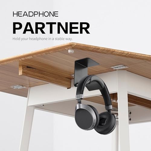 YAODHAOD Headset Hanger Holder Wall Mount, Sticky Headset Stand Holder Clip Under Desk for All Headphone/Controller (Black,Hanging Style) - Image 3