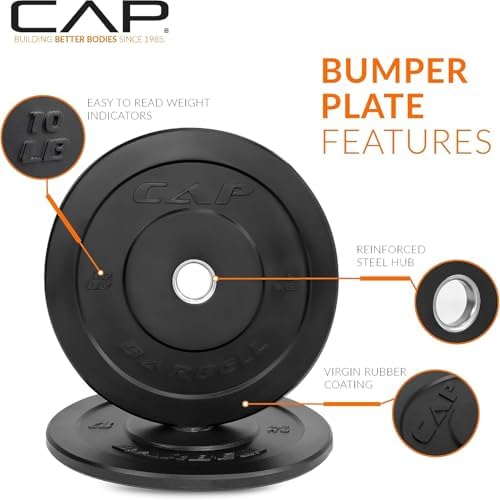 CAP 2-inch Olympic Bumper Plate Weight Set | 100-370 lbs | Multiple Colors | Storage Rack Optional - Image 4
