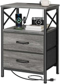 Huuger Night Stand with Charger Station, USB-C Port, End Table by Huuger