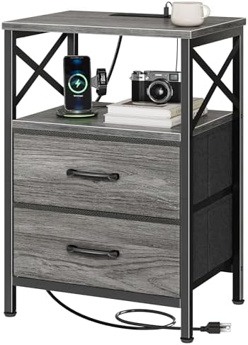 Huuger Night Stand with Charger Station, USB-C Port, End Table by Huuger