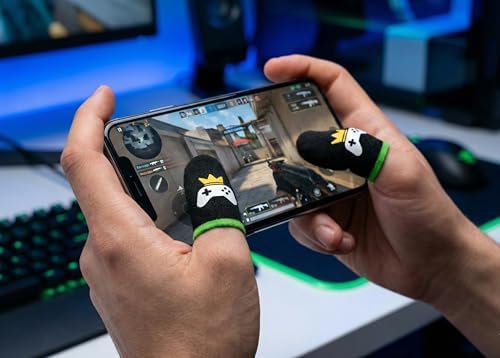 King of The Game - Improved Materials Gaming Finger Sleeves (6 Pack) for Touch Screens and Controllers. Skin-Protective, Ultra-Sensitive, Sweat-Resistant, Breathable and Stretchable. (Green) - Image 2