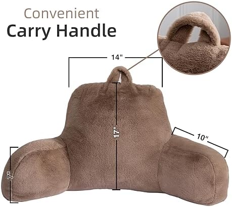 A Nice Night Khaki Reading Pillow, 17" Bed Wedge Pillows with Arms, M - Image 2