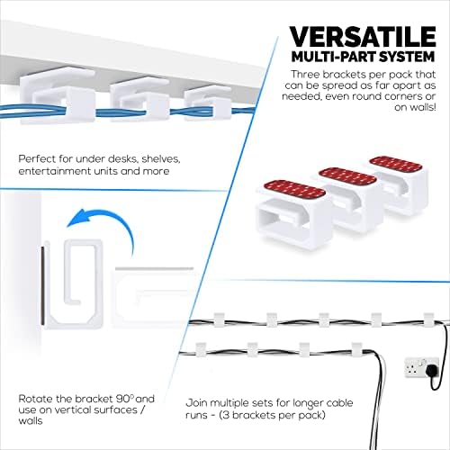 3pc VHB Adhesive Cable Organizer Holder, for Heavy Cables, PC Cords & Wires with Strong Adhesive, Under Desk Mount Management - Small (White) - Image 6