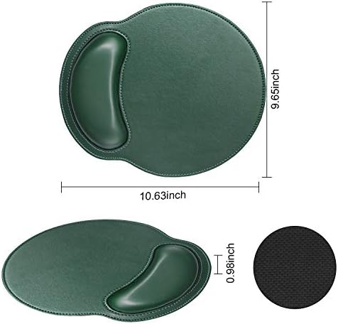 RICHEN Ergonomic PU Leather Keyboard Wrist Rest and Mouse Pad with Wrist Support, Memory Foam Set for Computer/Laptop,Gaming and Office, Comfortable for Easy Typing & Pain Relief (Dark Green) - Image 2