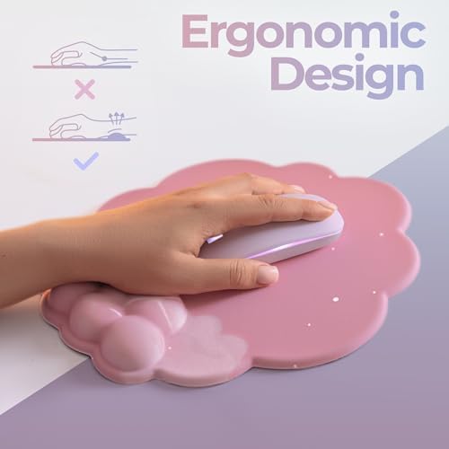 Premium Quality Cloud Wrist Rest Keyboard & Mouse Pad Set – Ergonomic Memory Foam Desk Accessories with Wrist Support for Office & Gaming – Pink - Image 4