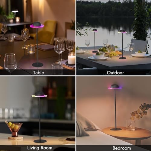 Wireless Bottle Lamp, Table Lamps - Remote Control, Touch Control, Inspiration from Saturn's Rings, Dynamic Table Lamps, Easy to Assemble, Sturdy Metal, Indoor - Image 6