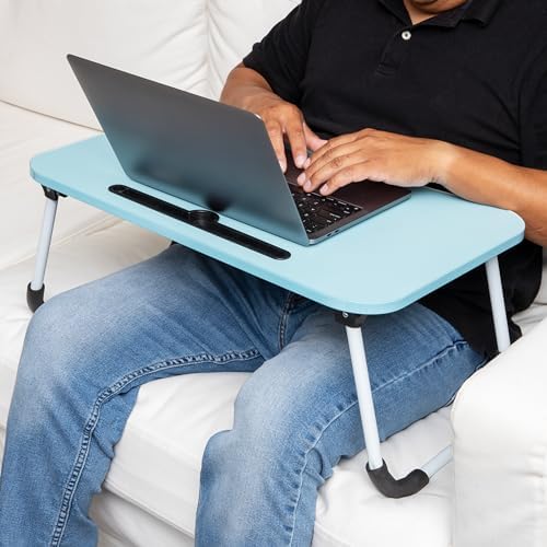 Mind Reader Lap Desk Laptop Stand, Bed Tray, Folding Legs, Couch Table, Portable, MDF, 23.25" L x 13.75" W x 10.5" H, Blue - Image 6