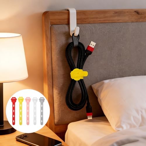 75 Pcs Silicone Cable Ties, Reusable Cable Straps Wire Organizer. - Image 7