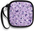 Purple Butterfly Floral Headphones Carrying Case, Protective Shell Travel Bag for Cable, Charger Storage for Earphone, Earbud, Earpieces by Unknown