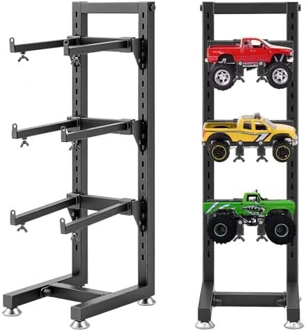 AceOrbit Rc Car Stand 5 Layer Adjustable Wall Mount Car Display Rack with Screws Crawler 8" x 9" x 24" Storage System for 1/10 1/12 1/18 1/24 1/32 Multiple Scale Cars/Trucks Stand Shelf(Black) by Unknown