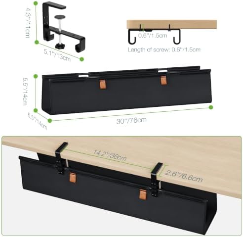 KEEGH No Drill Under Desk Cable Organizer, 30 inch Cord Management - Image 4