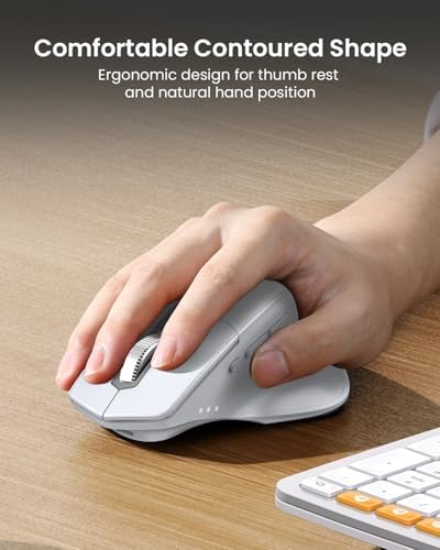 ProtoArc EKM01 Plus Wireless Ergonomic Keyboard Mouse Combo - White Silver - Image 5