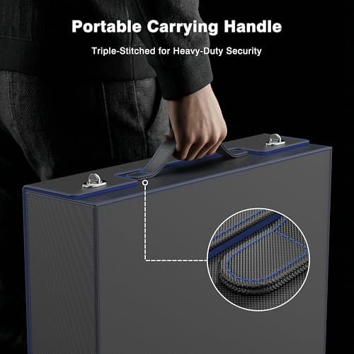 Kabinka MTG Card Storage Box with Handle & Mechanical Latch,5-Row 3900+ Commander Trading Card Case with Sealed Display Window,Top Loaders Organizer Deck Box for MTG/TCG/PTCG/Sports Cards (Black Blue) - Image 2