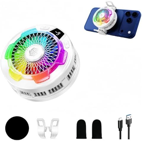 Phone Cooler for Gaming, Cell iPhone Cooling Fan Hot Weather, Portable RGB Mobile Enfriador para Celular Case, Ventilador para Telefono ipad Keep Phone Cool, for iPhone/Android Series Phone by MICLETT