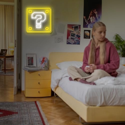 Question Block Neon Sign,Question Square Led Gamer Neon Light USB Powered Led Night Lights for Game Room Wall Decor,Man Cave,Teen Boy Room Decor,Gamer Gifts for Boys, Kids - Image 7