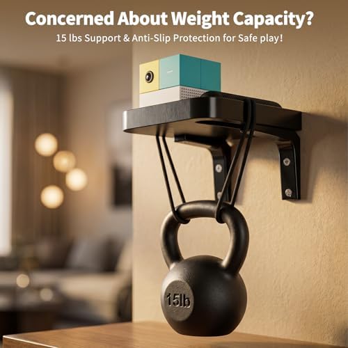 RIBOTS Wall Mounted Holder for Nex Playground Game System with Silicone Remote Case Cover, Wood Shelf for Console & Remote, 3-Step Easy Setup, Storage Organizer for Nex Playground Kids & Families - Image 2