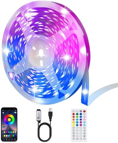 LED Lights for Bedroom, 65ft Smart RGB Music Sync Bluetooth App & Remote Control, USB-Powered LED Strip Lights, Gaming, Bedroom, PC, Home Theater,Parlor,Room by TK99SW