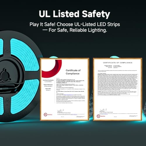 BTF-LIGHTING UL Listed Ice Blue Color 5mm Width FCOB COB LED Strip Light - Image 2