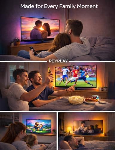 TV Backlight with Camera, Fish-Eye Correction Sync to 55-65 Inch TVs, 11.8ft RGB+IC LED Strip Lights, 3 Colors in 1 Lamp Bead, Voice & APP Control - Image 2