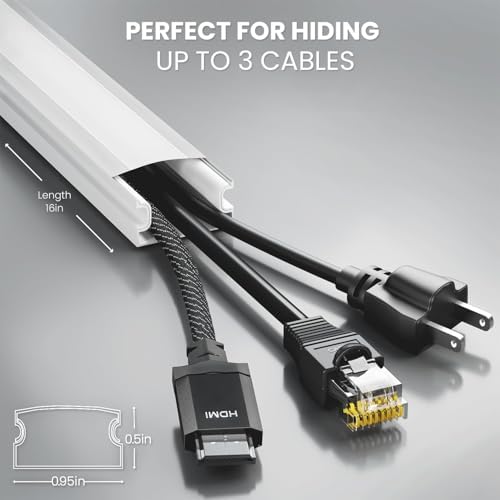 EVEO Cord Hider - 300” Cord Cover Wall Cable Hider, Cable Concealer, Wire Hiders for TV on Wall. Cable Management, Cord Hider Cable Raceway Wire Covers for Cords (Grey, Medium) - Image 2