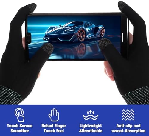 2 Pairs Gaming Finger Sleeves | Anti-Sweat Graphene Touchscreen Gloves for Mobile Sweaty Hands Gamer Streamer - Image 4