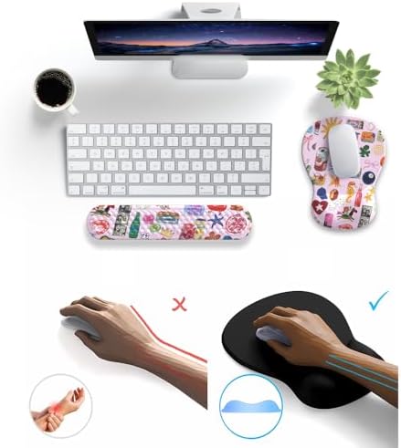 Cute Mousepad with Wrist Rest for Computer Keyboard Mouse Pad Ergonomic Pink Kawaii Mousepad, Best Desk Decor Office Girls Pink Desk 2-in-1 Wrist Support Mouse Pad, Soft Gel Material Anti Slip Bottom - Image 6