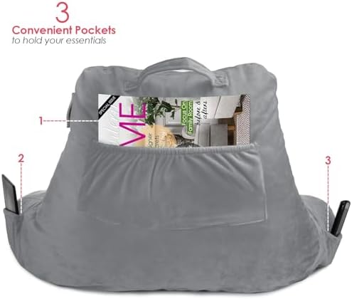 Nestl Reading Pillow for Kids & Teens with Shredded Memory Foam, Backrest Pillows for Reading, Watching, and Gaming, Use on The Couch, Bed, or Floor, Adjustable Support with Washable Cover Grey - Image 5