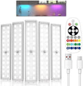 Under Cabinet Lighting,Rechargeable Motion Sensor Light Indoor Night Lights with Remote,58LED RGB under cabinet lights Bar,15Colors Wireless Under Counter Light Closet Lights for Kitchen,5pack by Unknown
