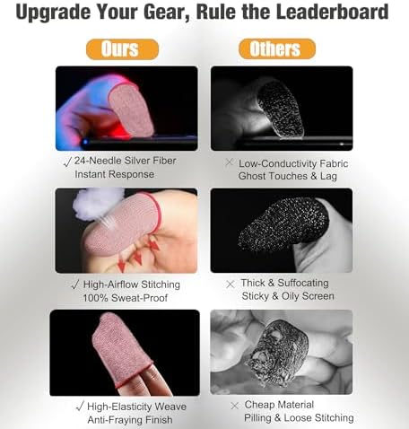 10Pcs Gaming Finger Sleeves for Mobile Phone & Tablet,Silver Ion Fiber – Ultra-Thin, Breathable Anti-Sweat Thumb Gloves. Zero Drag Precision for Game Like PUBG, COD Mobile, Roblox - Image 6