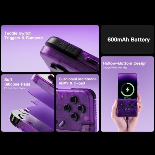 GameSir Pocket Taco Vertical Bluetooth Mobile Controller for Android,Handheld Mobile Gaming Controller, 600mAh Battery, Lightweight with Pass-Through Charging, Retro Arcade Gamepad （Purple） - Image 6