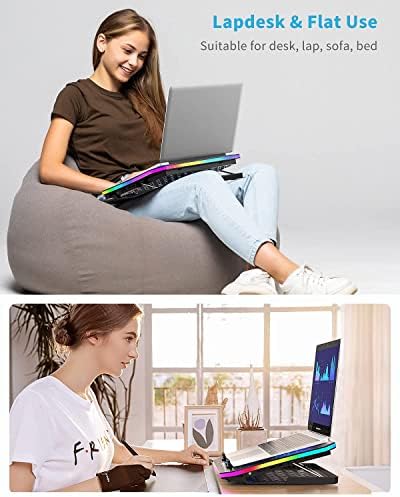 KeiBn Upgarde Laptop Cooling Pad, RGB Lights Laptop Cooler 6 Fans for 15.6-17.3 Inch Laptops, 7 Height Stands, 10 Modes Light, 2 USB Ports, Desk or Lap Use (A8,Blue) - Image 6