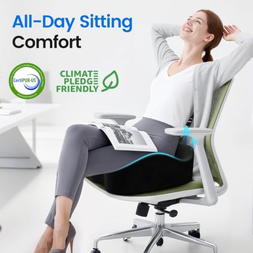 Seat Cushion, Non-Slip Memory Foam Chair Cushion for Taibone, Black/X-Large | Chair Pillow with Handles for Car Office Chair, Tailbone/Sciatica Easing& Post-Surgery Recovery Chair Cushion - Image 3